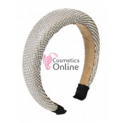 Bentita deosebita pentru par din Satin cu strasuri Hand Made BTP016 - Argintie